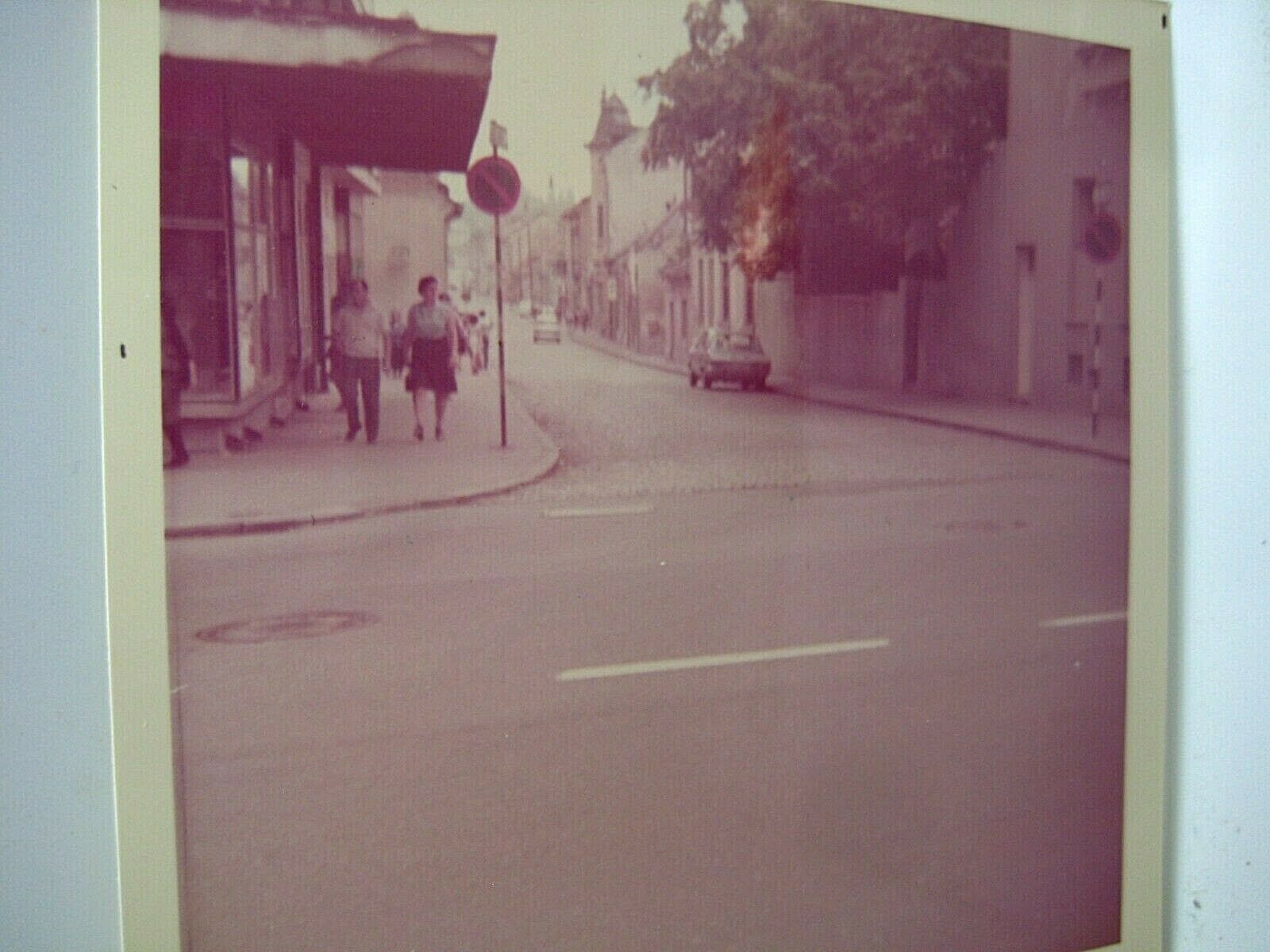 Op788 Original Found Photo 1966 Croatia Street Scene People Car Sidewalk Corner