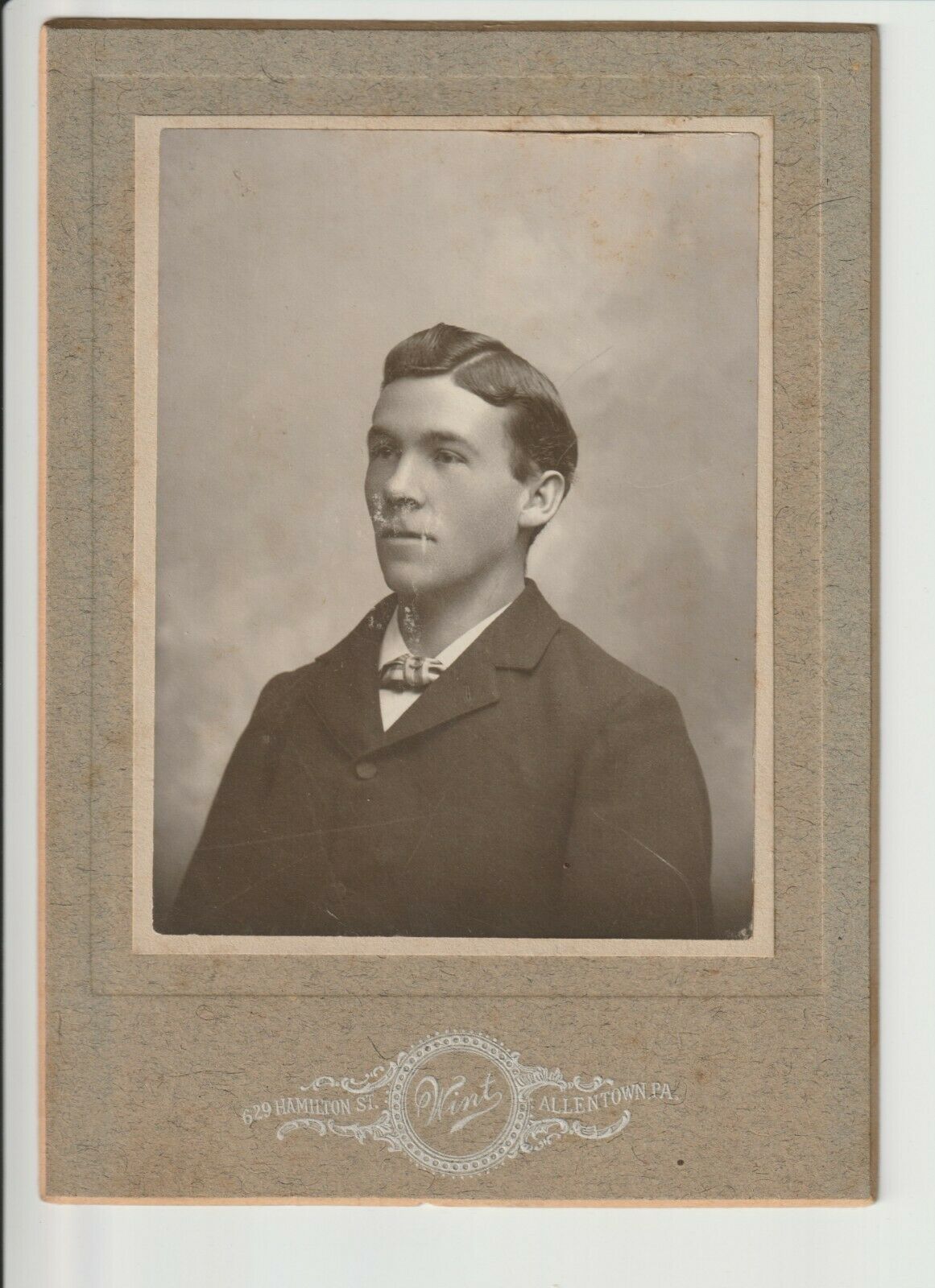Cabinet Card of a Man 1890's era by Wint of 629 Hamilton St in Allentown PA