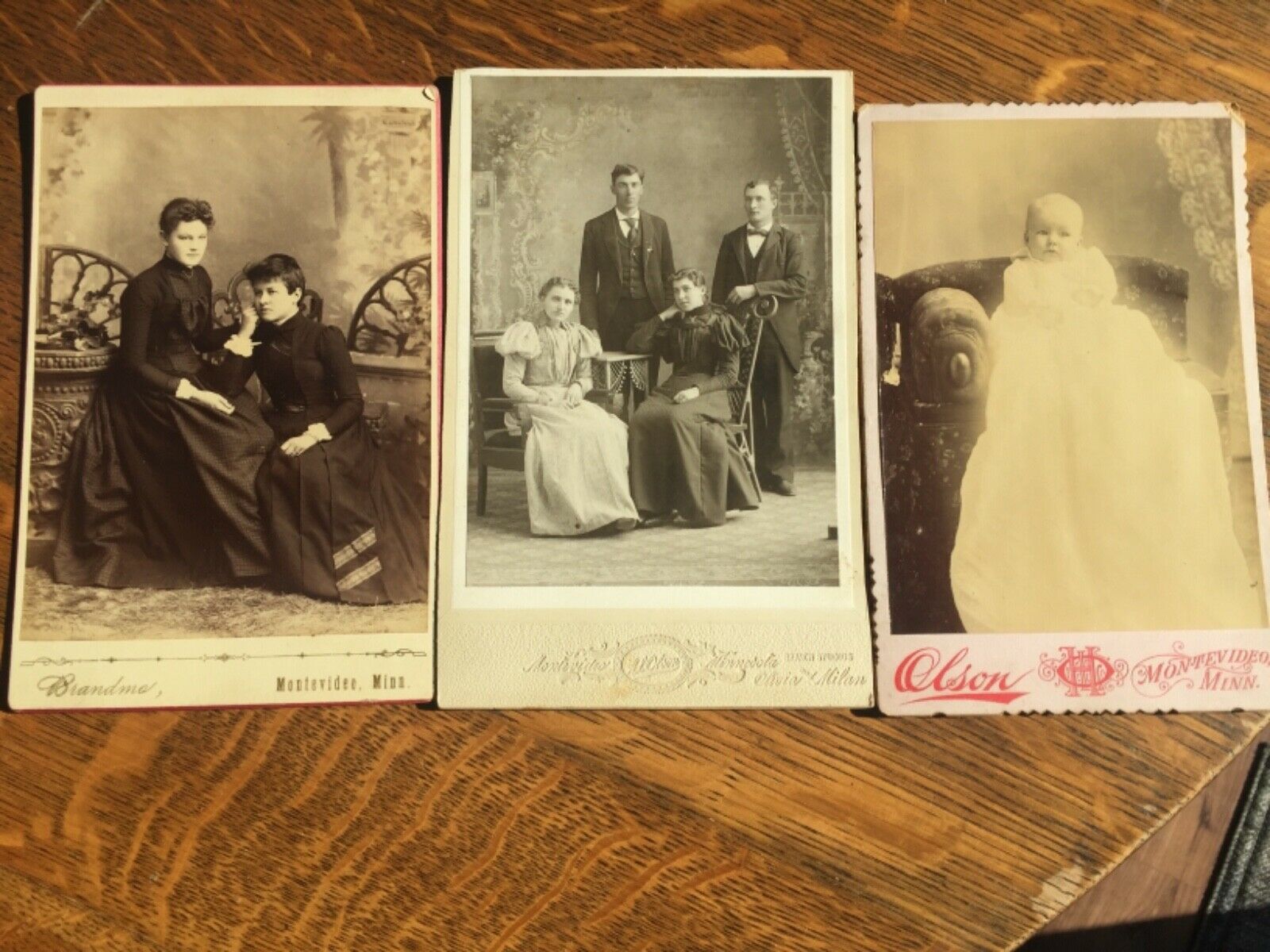 Antique Photo Cabinet Cards Lot of 3 Montevideo Mn Siblings and Baby Christening