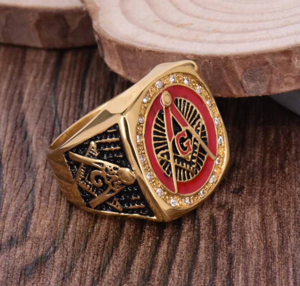 High Quality Masonic Signet Ring - Masonic Knights Templar Gold Plated Ring 12s